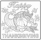 Coloring Thanksgiving Harvest Cornucopia Pages Happy Printable Adults Drawing Feast Adult Sheets Kids Fall Drawings Print Characters Color Simple Christmas sketch template