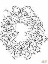 Couronne Noel Fleur Colorier Kleurplaat Holly Cloches Kerstkrans Poinsettia Wreaths Kleurplaten Gratuit Albanysinsanity Imprimé Riscos Vegetal Supercoloring sketch template