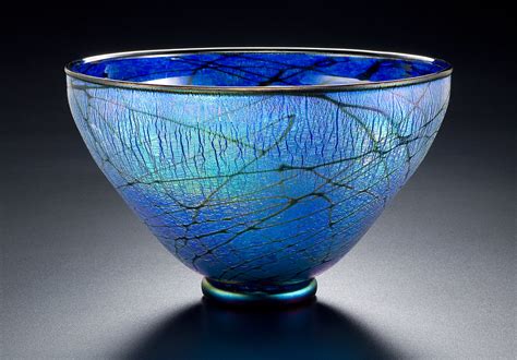 Blue Lustre Bowl By David Lindsay Art Glass Bowl