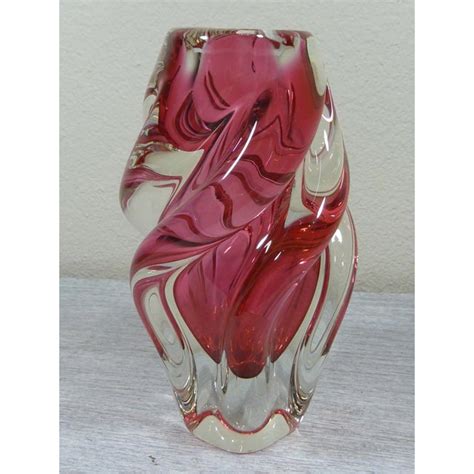 Vintage Italian Pink And Clear Murano Glass Vase Chairish