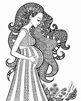 Coloring Pages Pregnancy Motherhood Birth Pregnant Mandala Mother Mandalas Line Adult Nature Zentangle Print Expectation Sweet Doodle Book Google Etsy sketch template