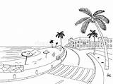 Paesaggio Schizzo Grafica Palmier Rue Sketch Croquis Graphique Tropical Nera Palma Graphic sketch template