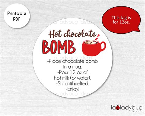 printable cocoa bomb tags  printable world holiday