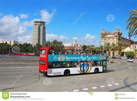 barcelona bus touristic editorial photo image  route