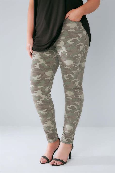 khaki camo stretch skinny ava jeans plus size 16 to 32