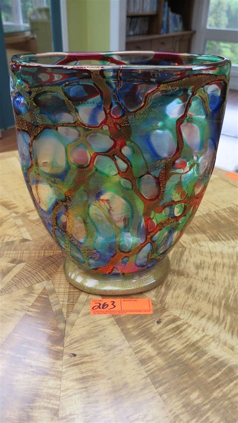 Large Murano Glass Vase Multicolored Jewel Tones Oahu