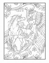 Unicorn Creatures Mystical Pegasus sketch template