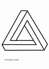 Formen Geometrische Dreieck Malvorlage Geometrie Unmögliches Dreidimensional sketch template