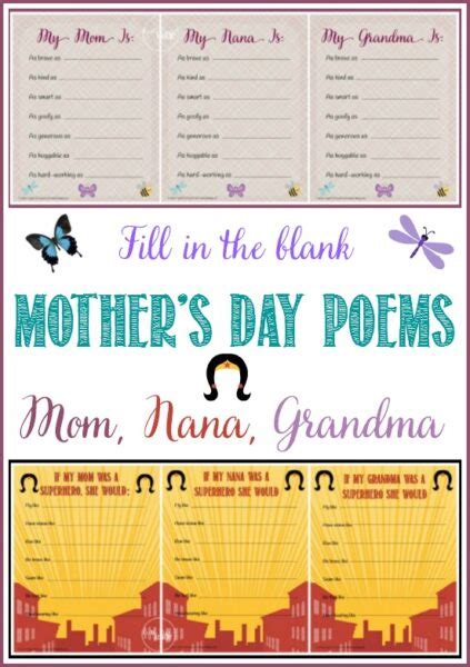 mothers day poems fill   blanks castle view academy