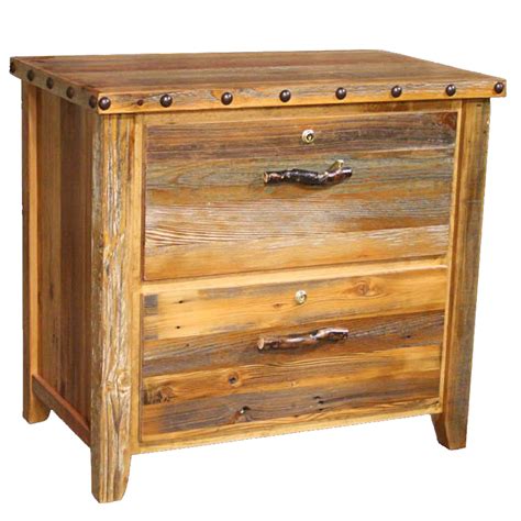Barnwood Locking Lateral Filing Cabinet With Nailheads 2