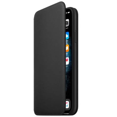apple leather folio case black iphone  pro max belsimpel