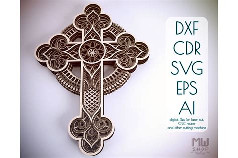 cr religious cross layered cross pattern  paper cutting
