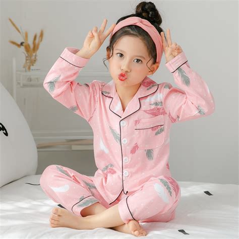 autumn spring children pajamas long sleeve cotton kids sleepwear
