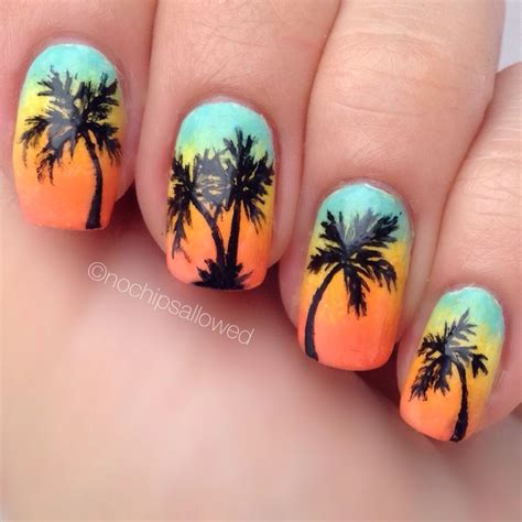 summer sunset palm tree nails palm tree nails tree nails beach nails