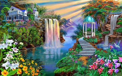 paradise waterfall wallpapers wallpaper cave