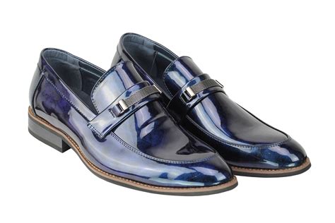 mens smart patent leather lined loafers slip  formal wedding shiny