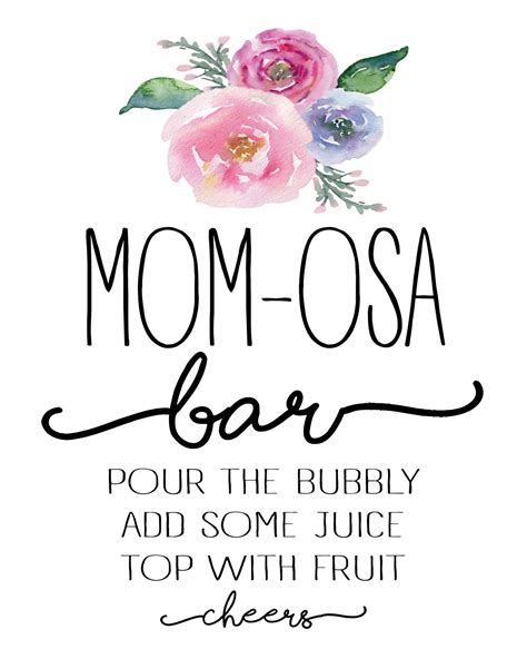 mom osa bara fun mimosa bar   baby shower  mothers day