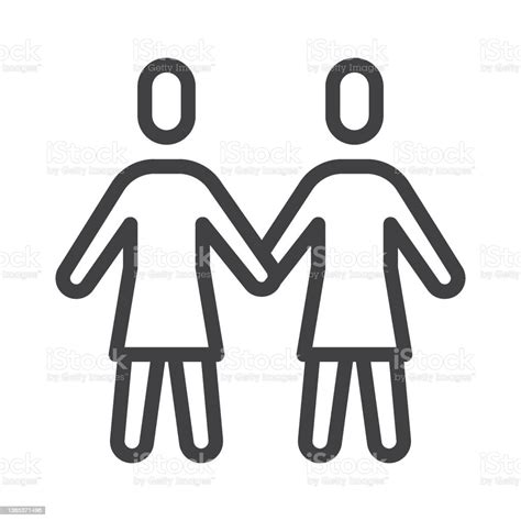 Two Girls Hold Hands Line Icon Stock Illustration Download Image Now