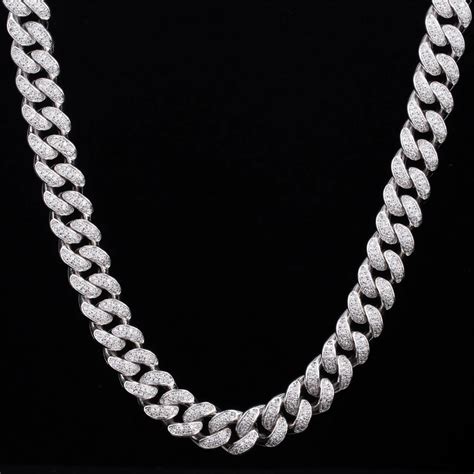 12mm Iced Out Cuban Link Chain In White Gold 14k Gold For Women Krkcandco