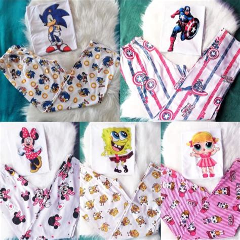 pijama infantil de frio manga comprida e calça personagens conjunto de