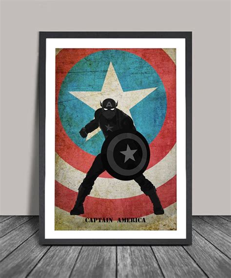 Captain America Poster Superheroes Minimalist Avenger Etsy