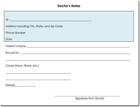 doctors note templates forms  create doctors excuse