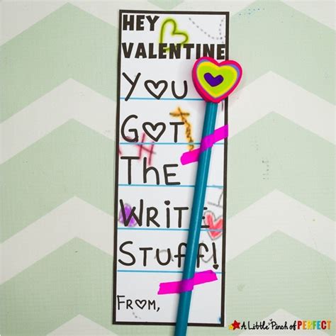 write stuff valentines pencil card  printable