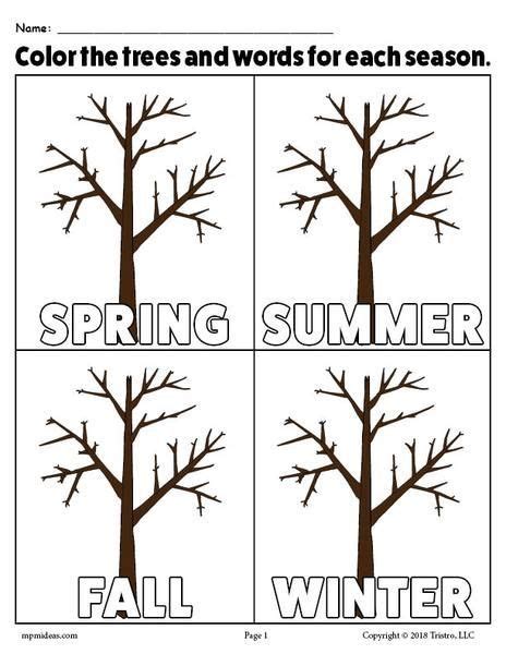 printable seasons coloring page  simple  versatile