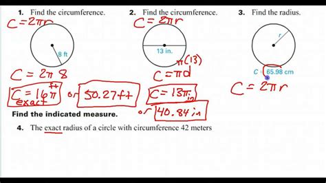 find radius   circumference   find  radius   circumference