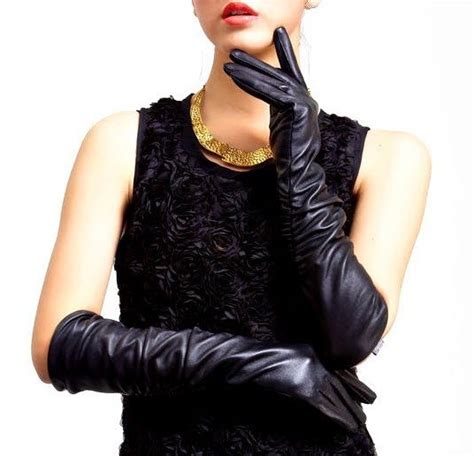 Womens Sexy Long Elbow Length Leather Gloves