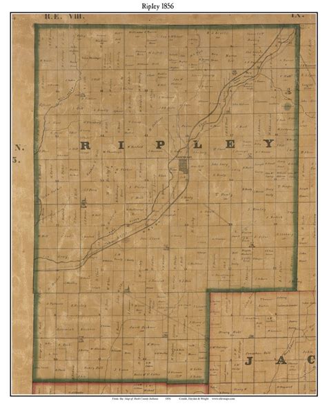 Ripley Indiana 1856 Old Town Map Custom Print Rush Co Old Maps