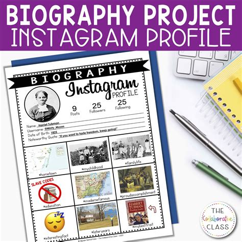 biography project instagram template distance learning