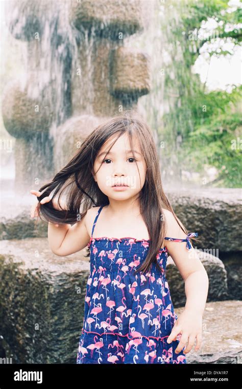 girl  water fountain portrait stock photo alamy