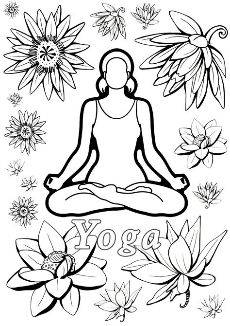 calm   yoga coloring page inspired  yoga woman