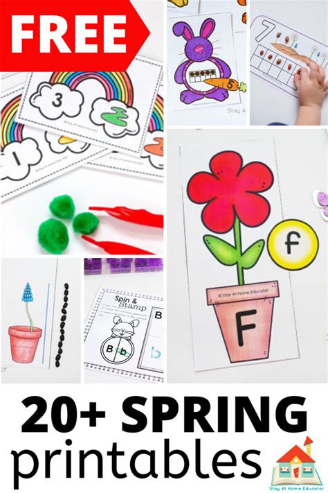 spring printables  preschoolers stay  home educator
