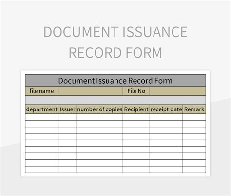 document issuance record form excel template  google sheets file