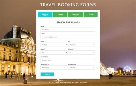 travel booking forms  flat responsive widget template