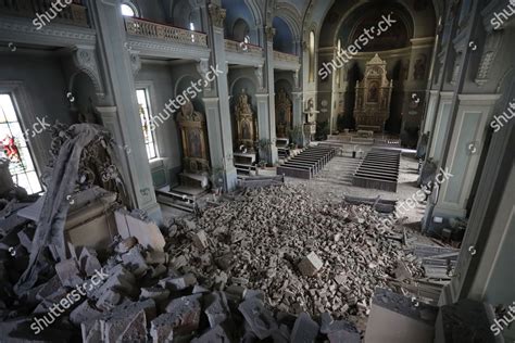 debris zagreb cathedral  earthquake zagreb capital editorial stock photo stock image