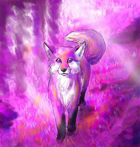 purple fox cute animals fox art cute fox