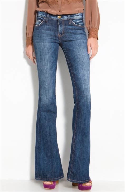 current elliott the lowbell low rise flared jeans in blue