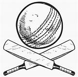 Cricket Bat Ball Drawing Sports Sketch Pages Equipment Doodle Vector Coloring Style Including Outline Stock Cartoon Sport Format Illustration Club sketch template