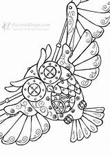 Steampunk Coloring Pages Owl Sketch Fantasy Adult Books Printable Sheets Animal Coloriages Wings Gears Dessin Colorier Coloriage Fest Adultes Pour sketch template