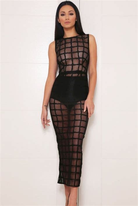 sexy black night club sheer women seethru dress online store for