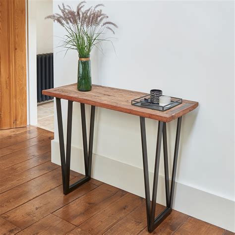 industrial reclaimed wood console table console table wooden table