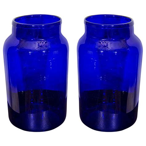 pair  blue jars  stdibs