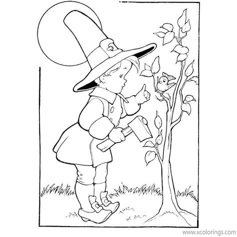 pilgrim coloring pages boy  axe xcoloringscom