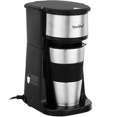 vonshef personal filter coffee machine maker  ml travel mug lid ebay