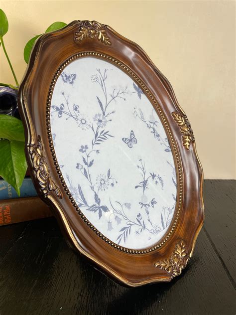 vintage ornate oval floral picture frame photo  pattern etsy