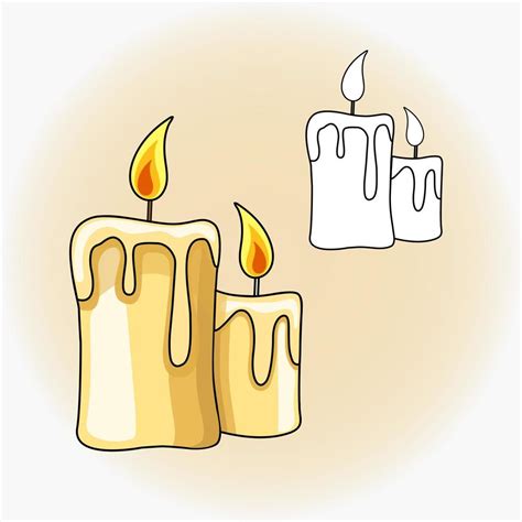 dibujo de velas encendidas ilustracion plana vectorial icono