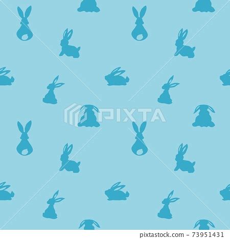 turquoise seamless pattern rabbits silhouettes stock illustration